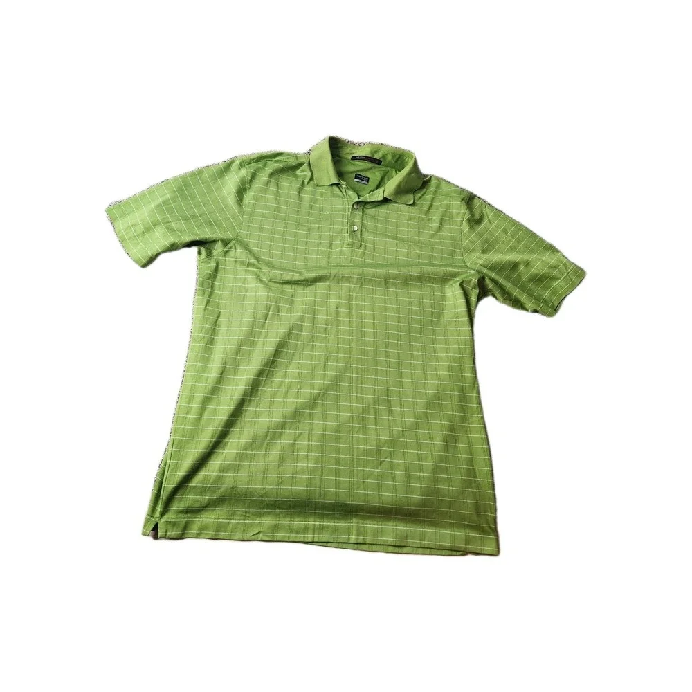 Tiger Woods Collection Nike Dri-Fit Short Sleeve Polo Men L Green Stripe